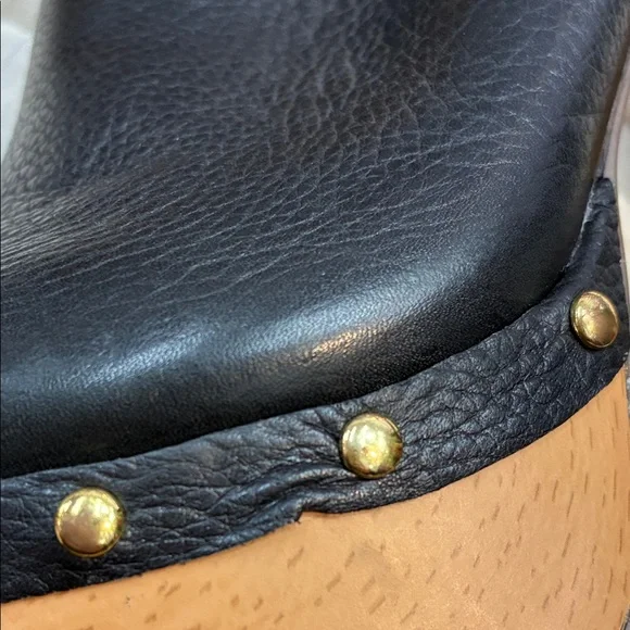 Report Black Leather Platform Slingback Clog Heels - Picture 8 of 11